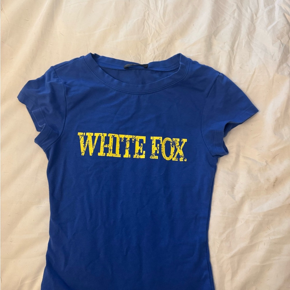 White Fox Boutique Royal Blue Tee with Yellow Logo